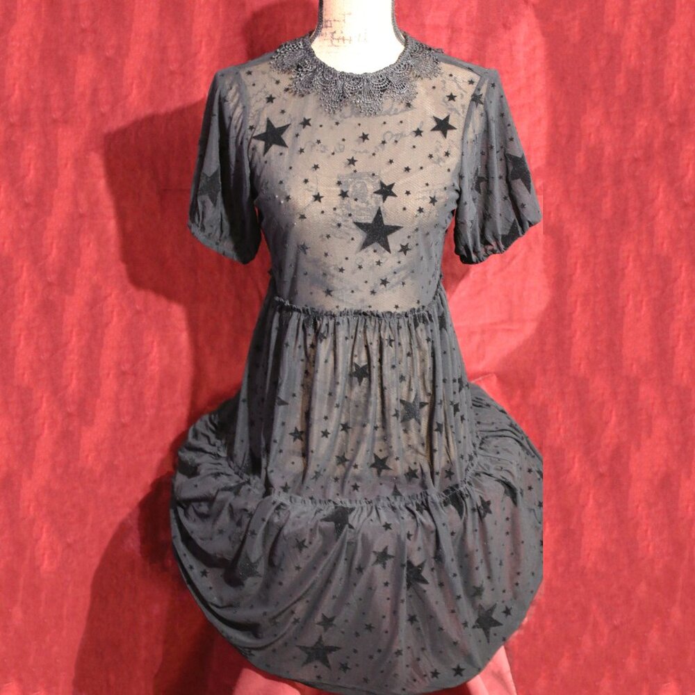 Disturbia Black Star Mesh Dress